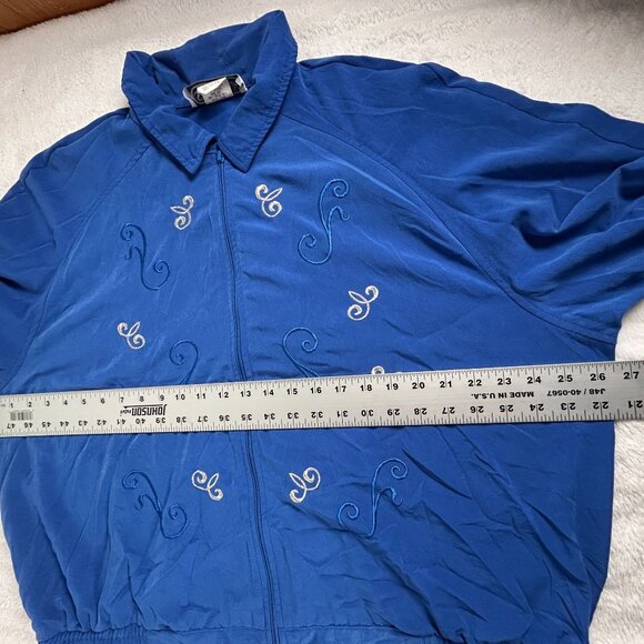 Vintage Saint Germain Paris Women Blue Embroidered Jacket Pants Two-Piece Set XL - Picture 9 of 16